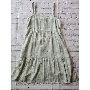 Abercrombie Kids Girls dress Size 13/14 Green Floral Smocking pre-owned